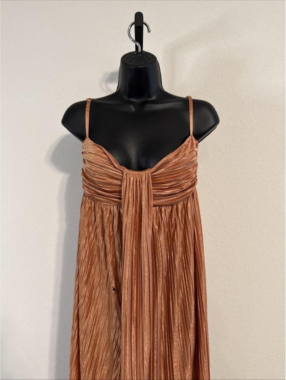 RTR Sabina Musayev Nicola Plisse Halter Draped Pleated Maxi Dress - MED **FLAW** - Picture 3 of 12